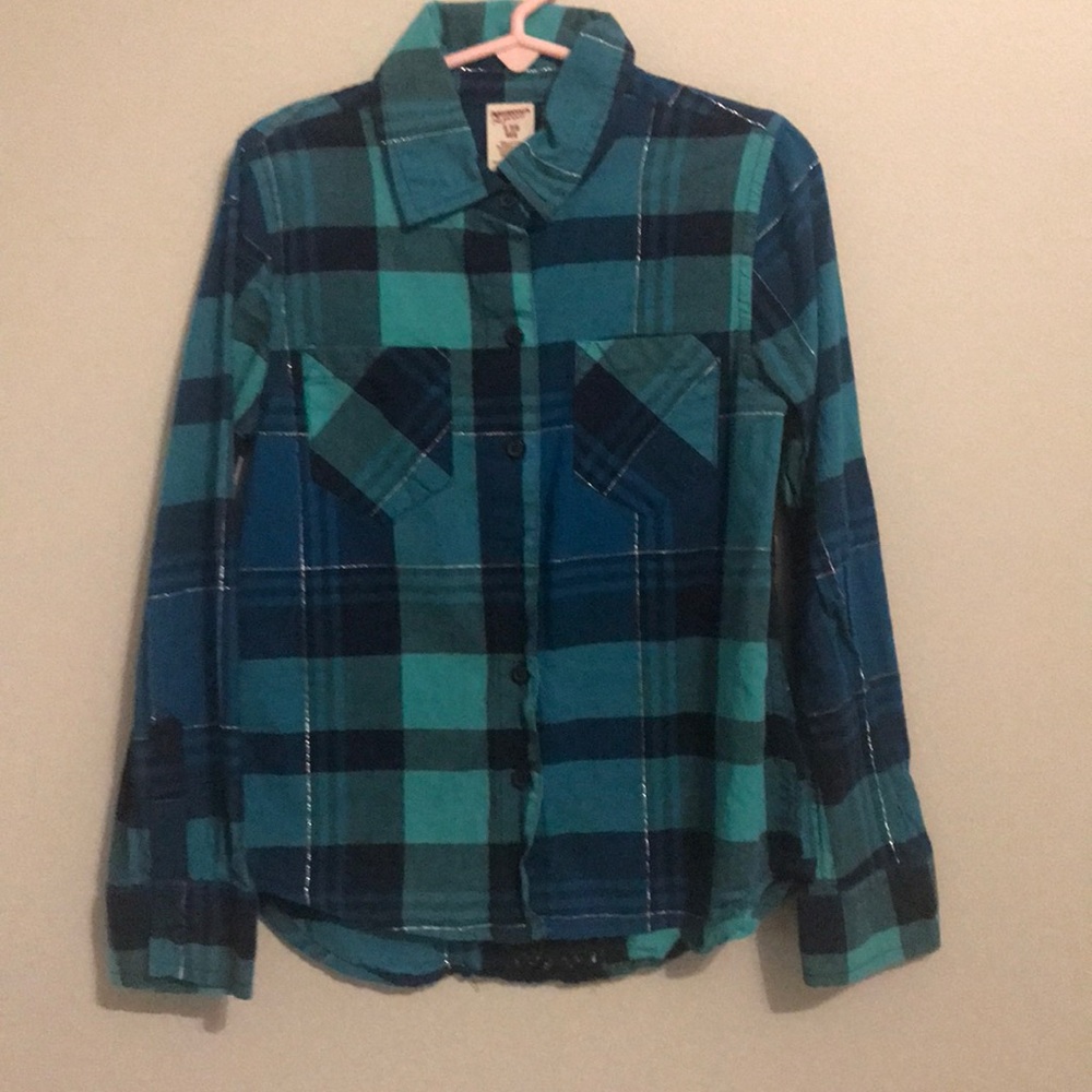 Girls Button Up Plaid Shirt